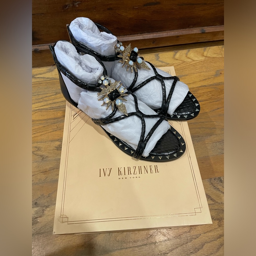 Brand New Ivy Kirtzhner Black SeaSnake Sandals Size 9